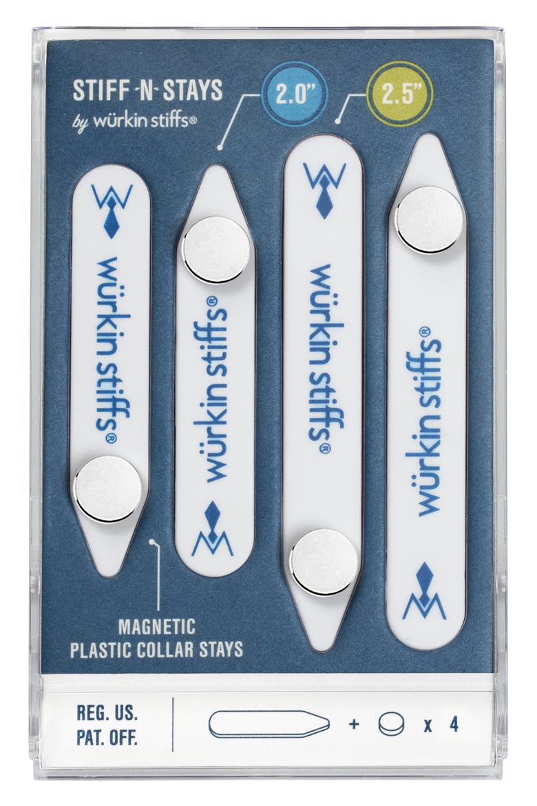 Stiff-N-Stays Magnetic Collar Stays - Set of 2, Alternate, color, WHITE