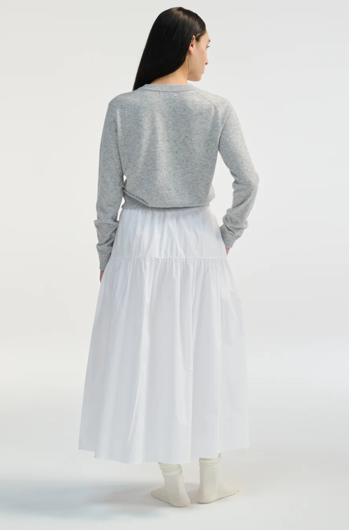 Almina Concept Classic Crew Wool Cardigan In Light Grey