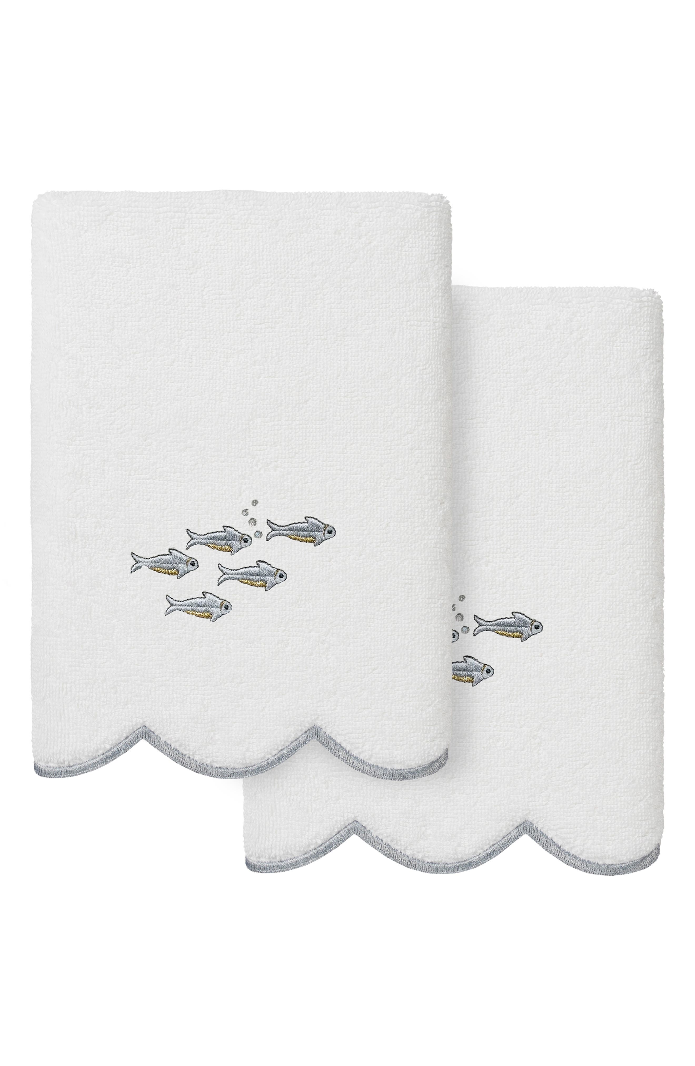 2-Piece Fish School Turkish Cotton Hand Towel Set
