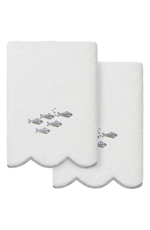 2-Piece Fish School Turkish Cotton Hand Towel Set
