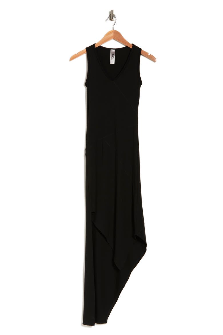 Ribbed High-Low Tank Dress, Alternate, color, BLACK