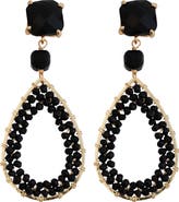 Panacea Black Crystal Beaded Teardrop Earrings
