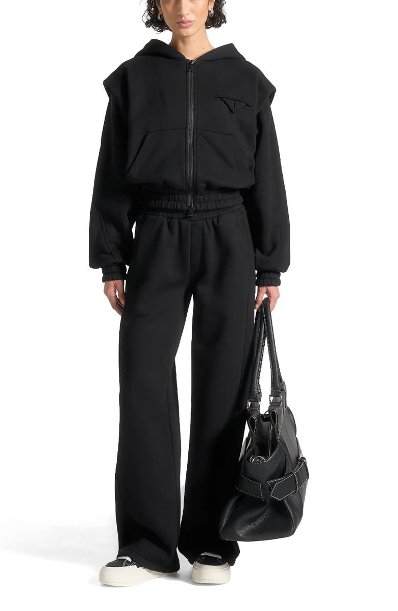 Manière De Voir Louna Wide Shoulder Zip Through Hoodie, Main, color, Black