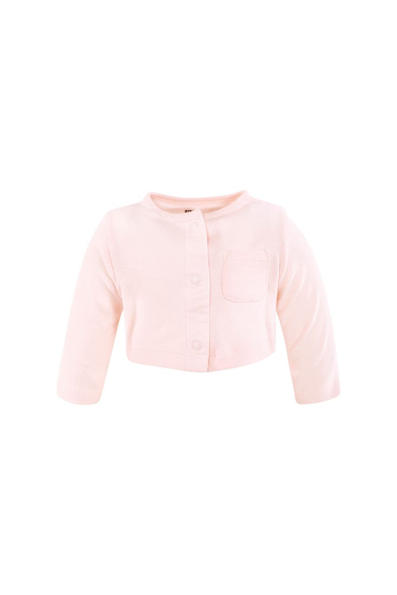 Two-Piece Cotton Dress and Knit Cardigan Set, Alternate, color, Happy Stripe
