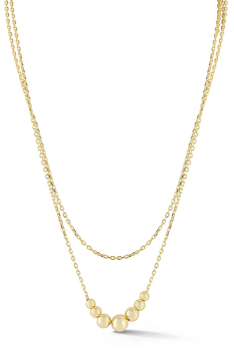 Sterling Silver Double Layer Necklace, Main, color, GOLD