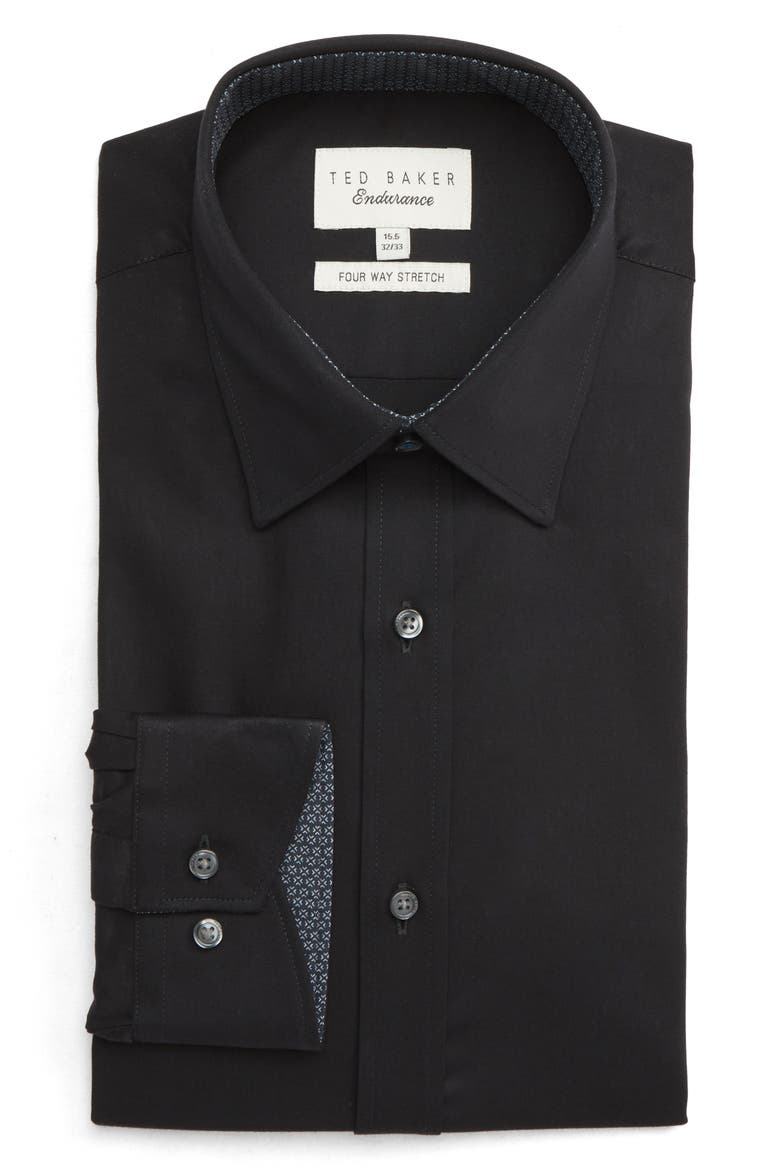 Endurance Extra Slim Fit Stretch Solid Dress Shirt, Alternate, color, BLACK