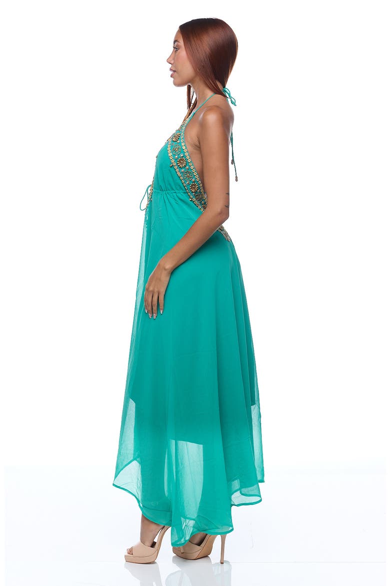 Embellished Halter Cover-Up Dress, Alternate, color, GREEN