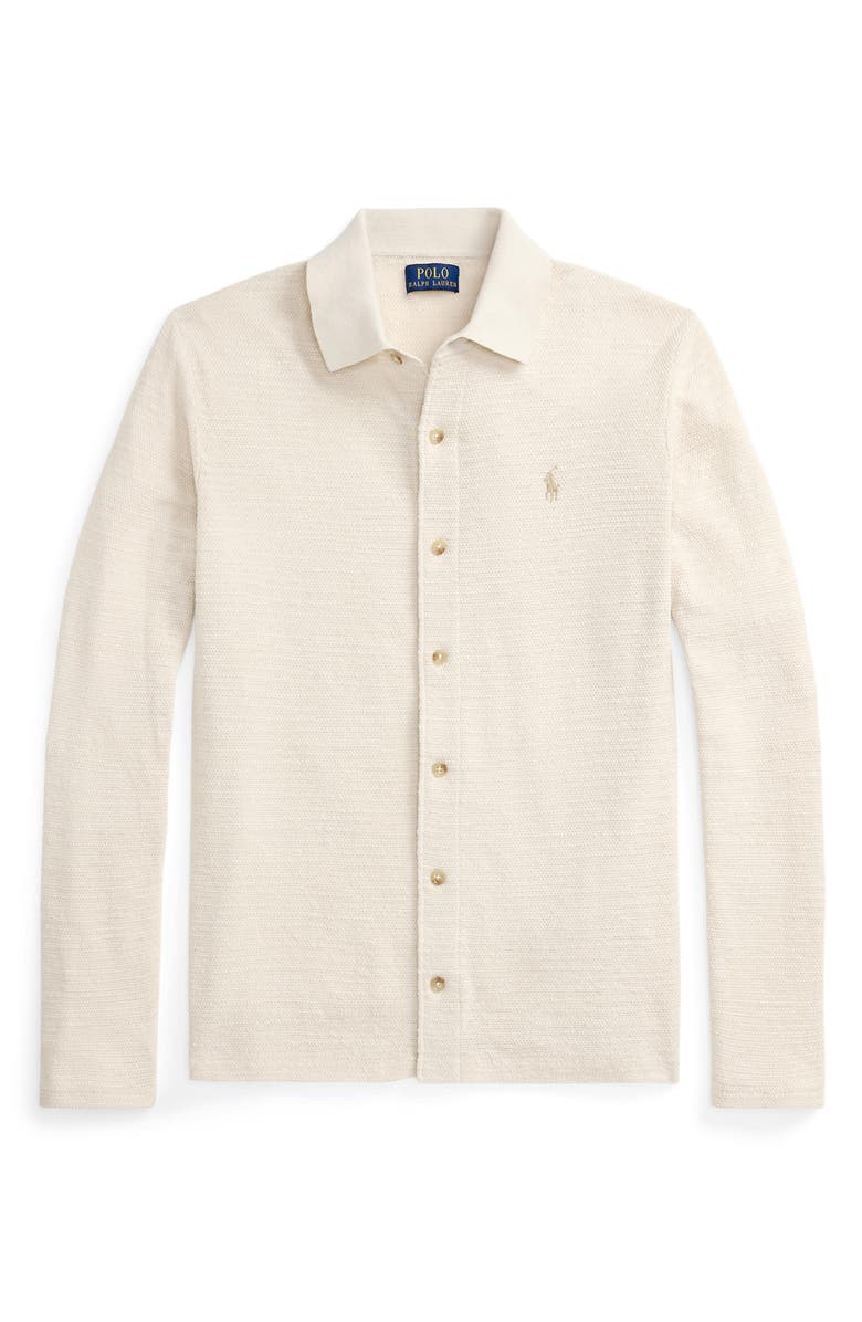 Polo Ralph Lauren Textured Cotton & Linen Button-Up Shirt, Alternate, color,