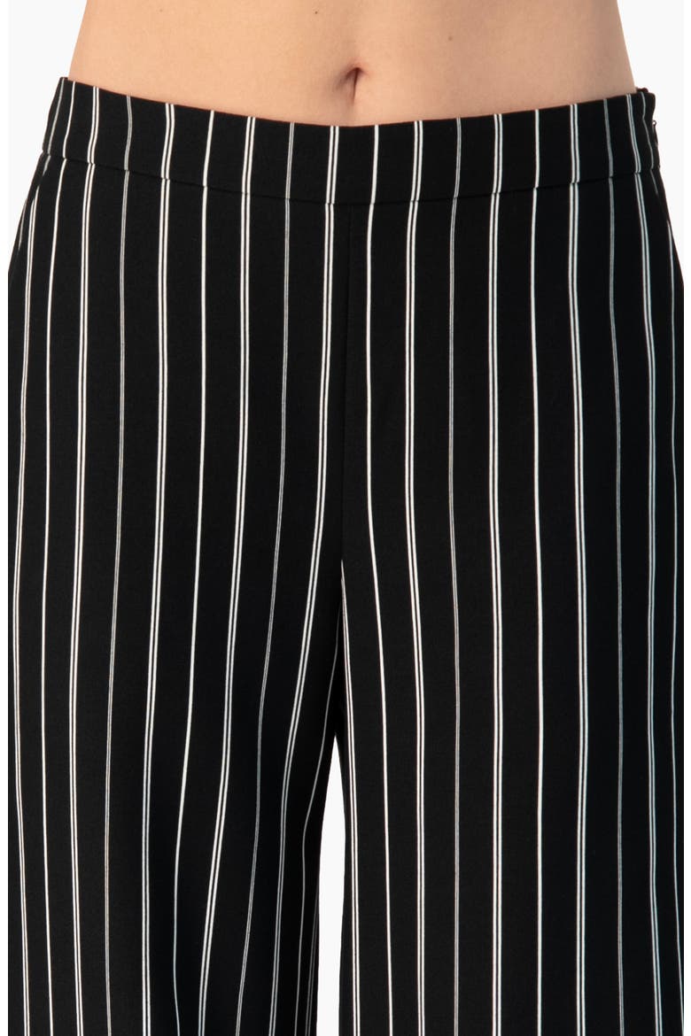 Pinstripe High-Waist Wide-Leg Relaxed Trousers, Alternate, color, Black