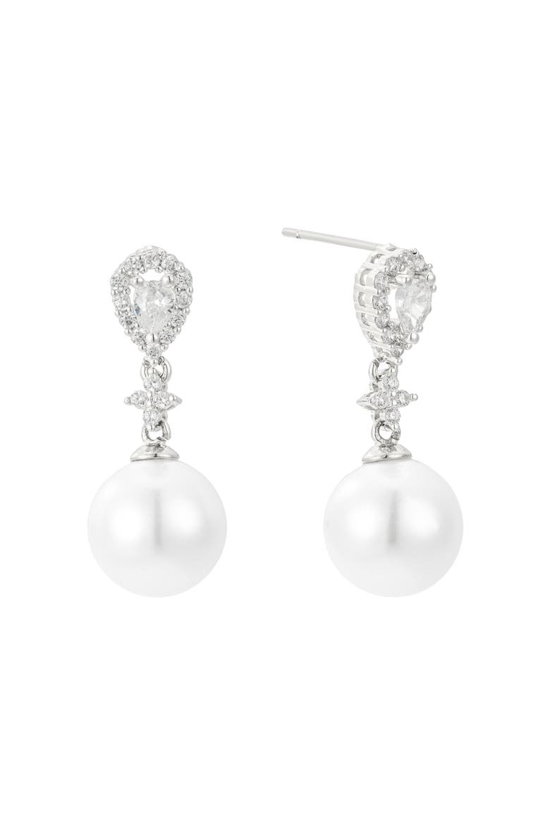 Melody Pearl Drop Earrings, Main, color, Silver