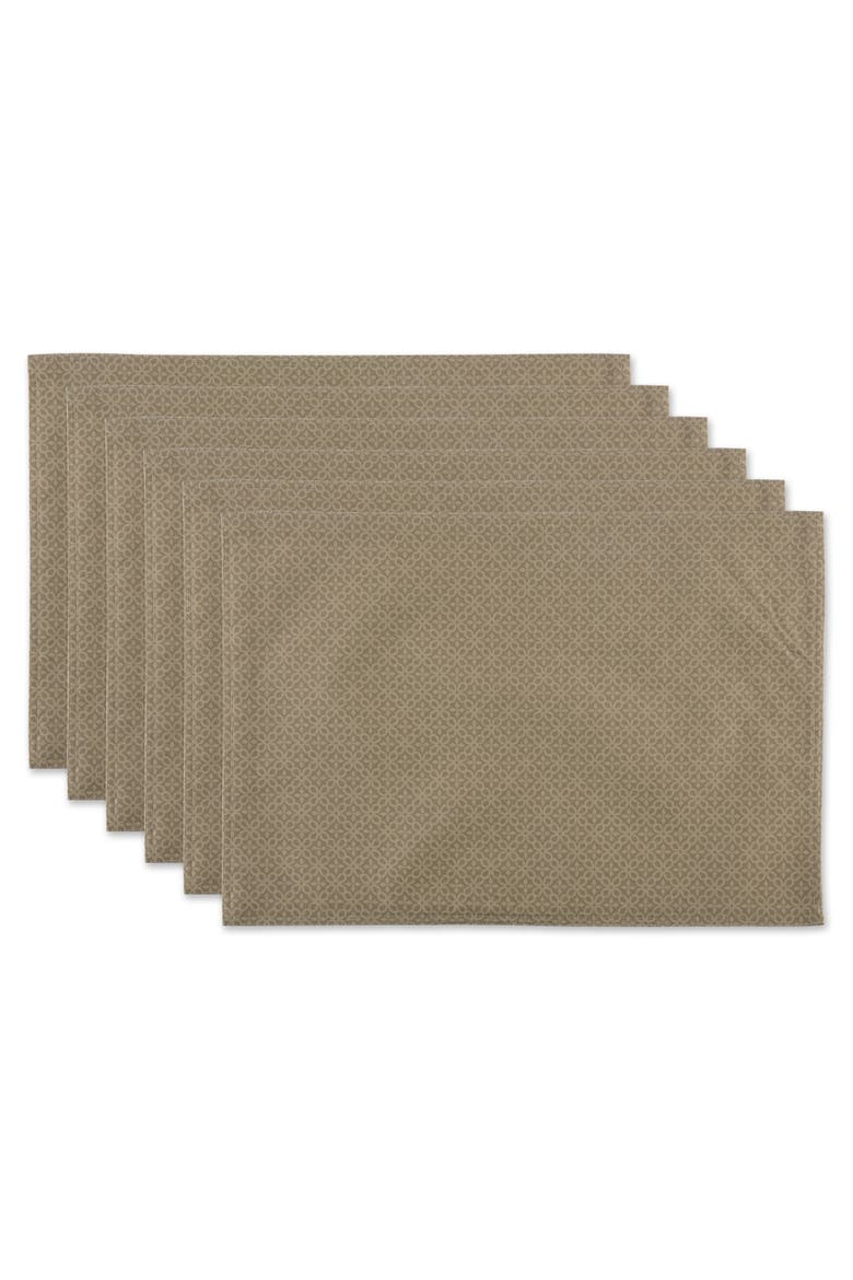 Outdoor Tonal Lattice Printed Placemat Set/6, Main, color, Stone