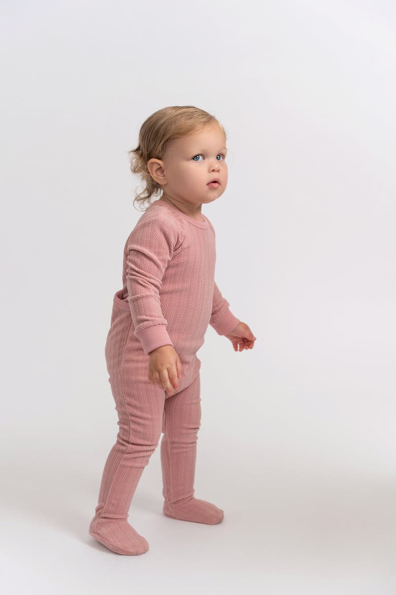 Boy Cable Textured Velour Romper, Alternate, color, Blue