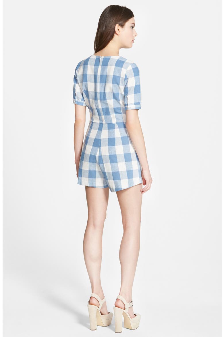 'Frolick' Check Romper, Alternate, color, BLUE