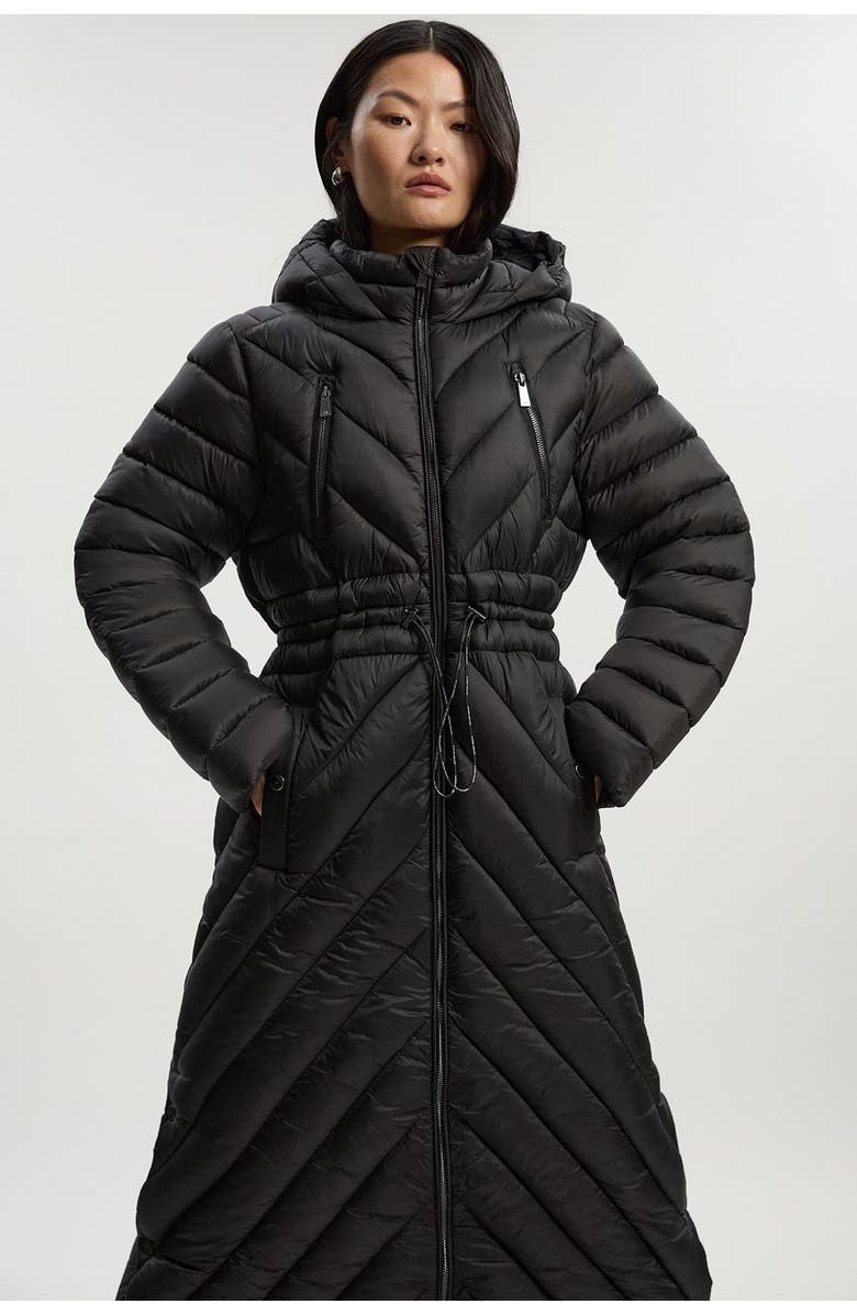 Karen Millen Lightweight Packable Maxi Coat, Alternate, color, Black