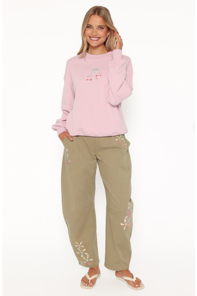 Cayley Patchwork Sweatshirt, Alternate, color, PINK CHERRY