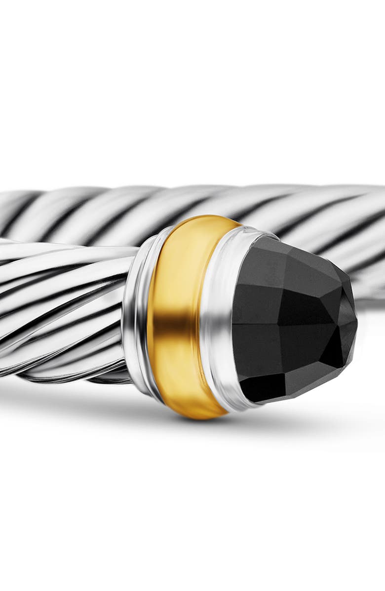 David Yurman Classic Cable Bracelet in Sterling Silver with 14K Yellow Gold and Semiprecious Stones, 7mm, Alternate, color, Black Onyx