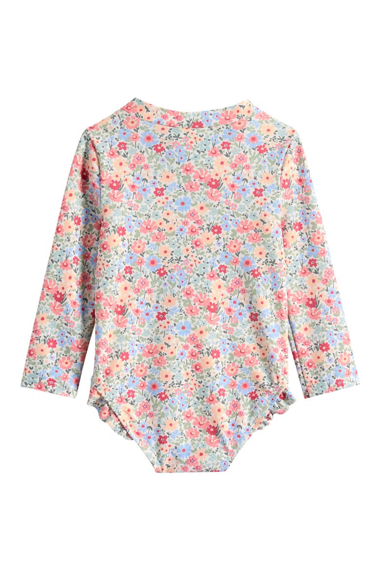 Floral Print Ruffle Long Sleeve One-Piece Rashguard Swimsuit, Alternate, color, FLORAL MULTI
