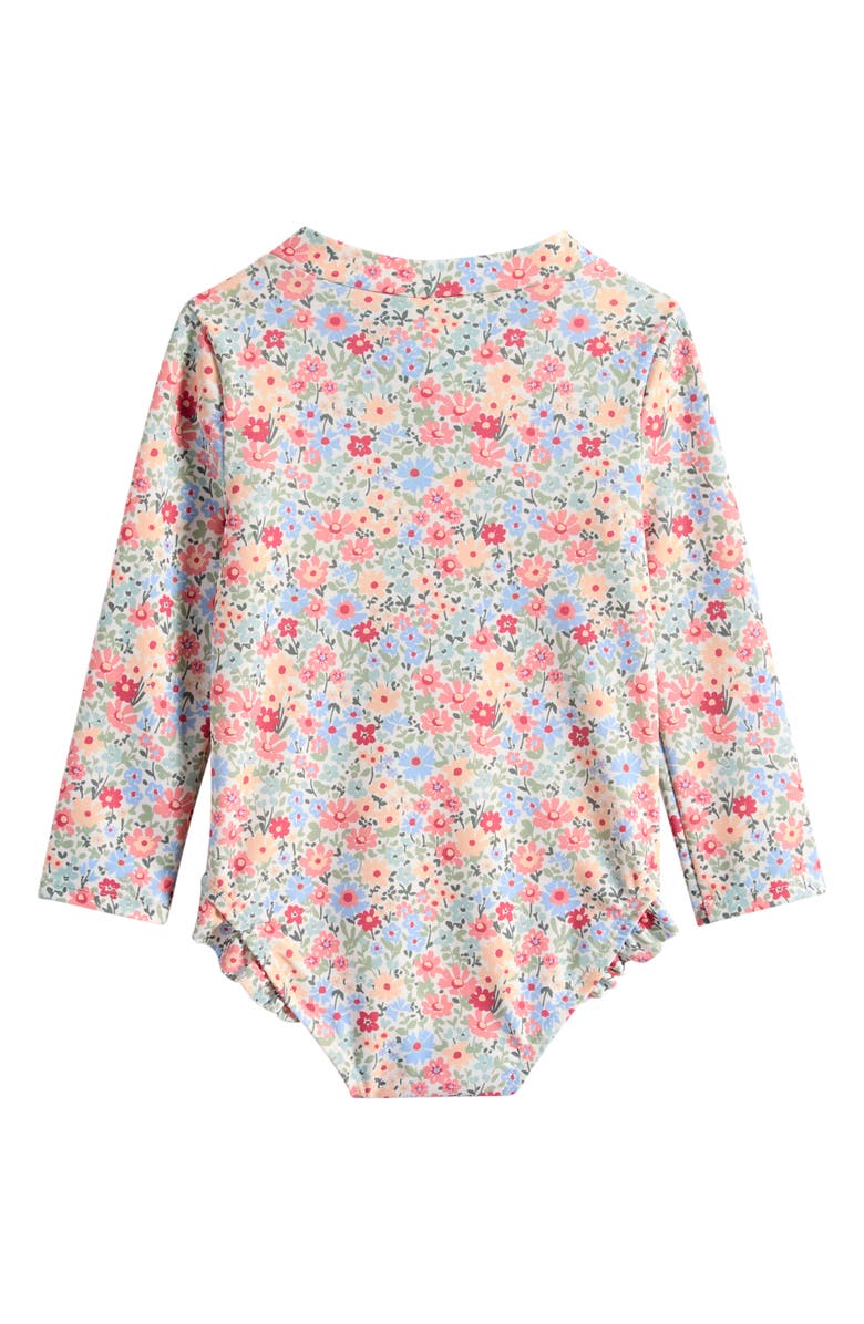 Little Planet Floral Print Ruffle Long Sleeve One-Piece Rashguard Swimsuit, Alternate, color, Floral Multi