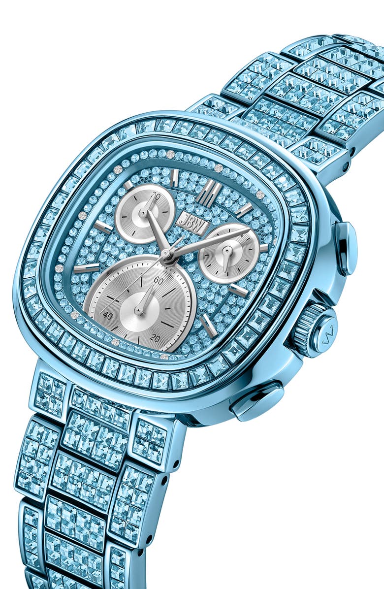 JBW Reserve Coast Bracelet Chronograph Watch, 39mm, Alternate, color, Turquoise