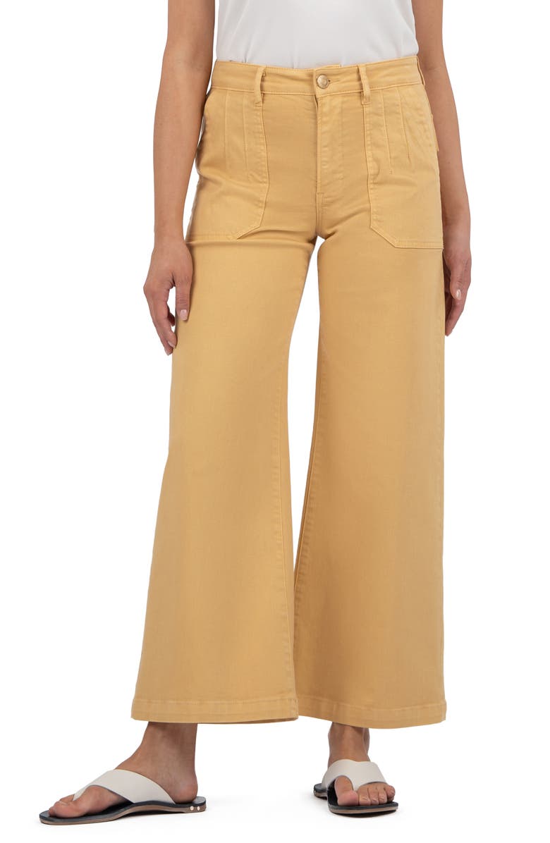 KUT from the Kloth Meg High Waist Ankle Wide Leg Twill Pants, Main, color, Dandelion