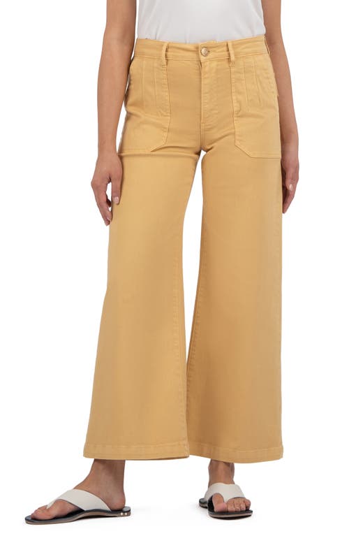 Kut From The Kloth Meg High Waist Ankle Wide Leg Twill Pants In Brown