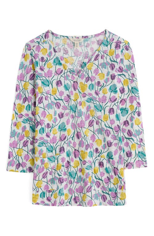 Seasalt Cornwall Gypsophilia Tulip Print Organic Cotton Top In Spring Tulips Chalk