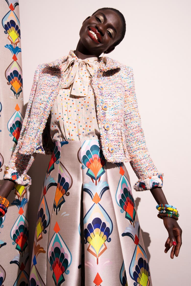 Printed Mikado Skirt, Alternate, color, Sand Multicolour