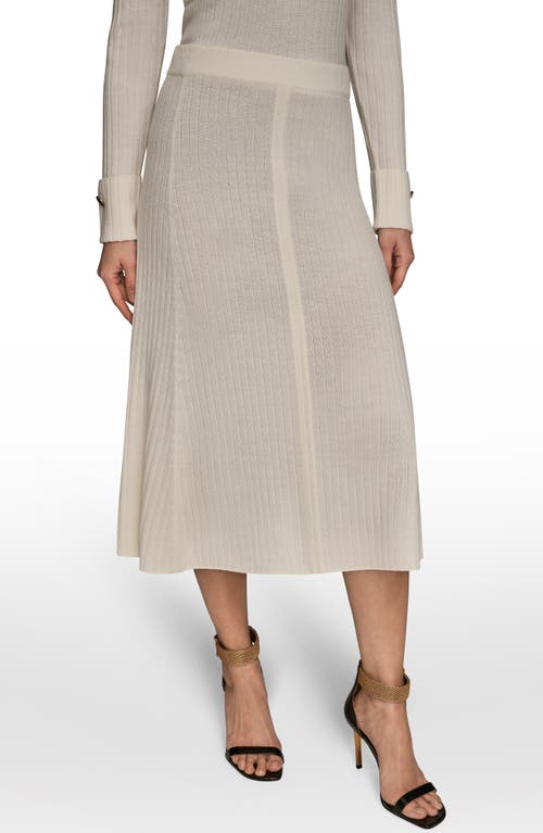 Donna Karan New York Rib Midi Sweater Skirt In White