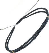 Jan Leslie Double Strand Black Micro Bead Wax Pull Cord Sterling Silver Bracelet