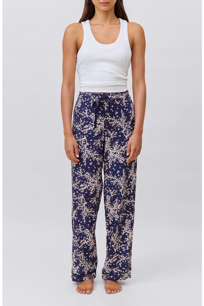 Cheri Blossom Pajama Pants, Alternate, color, NAVY
