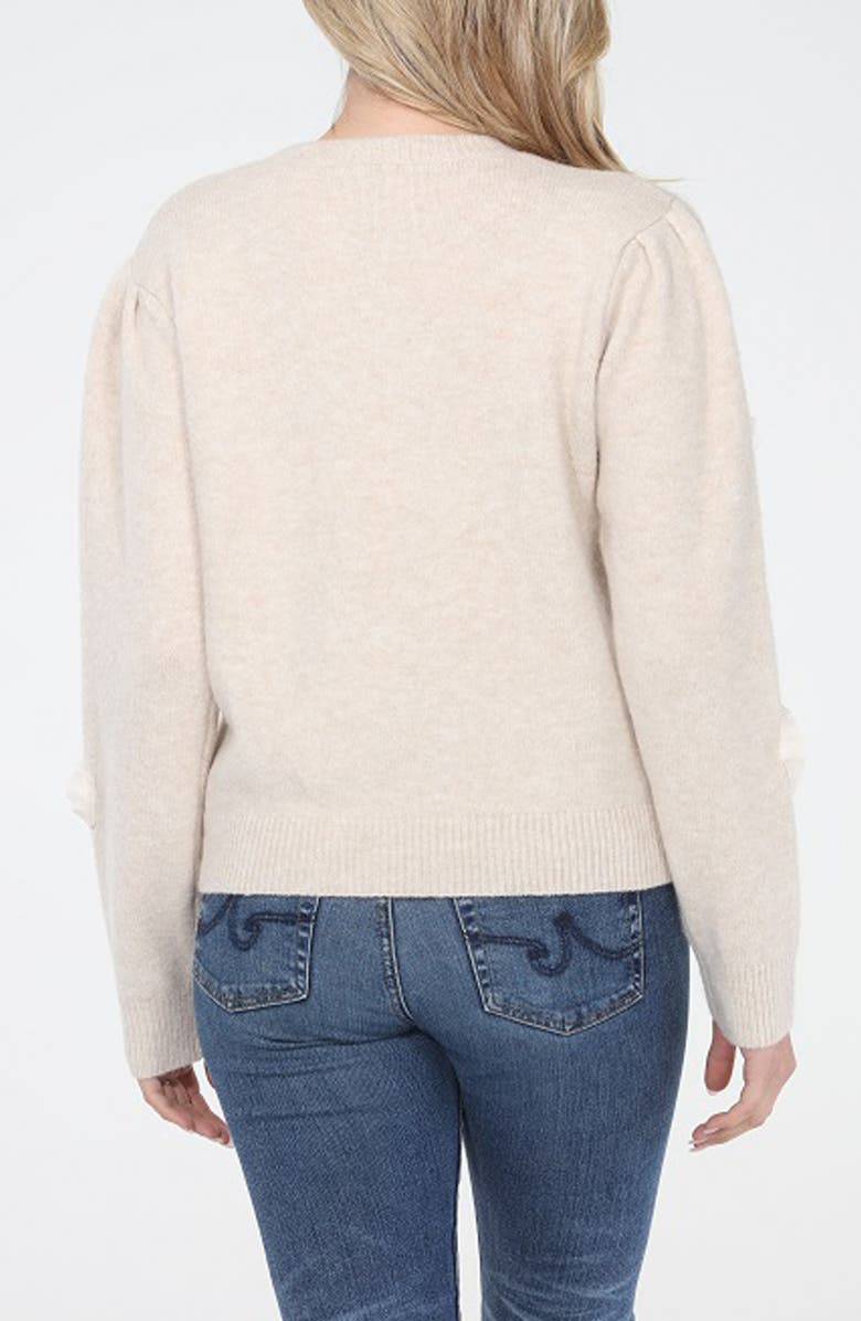 RAIN AND ROSE Floral Appliqué Sweater, Alternate, color, Beige