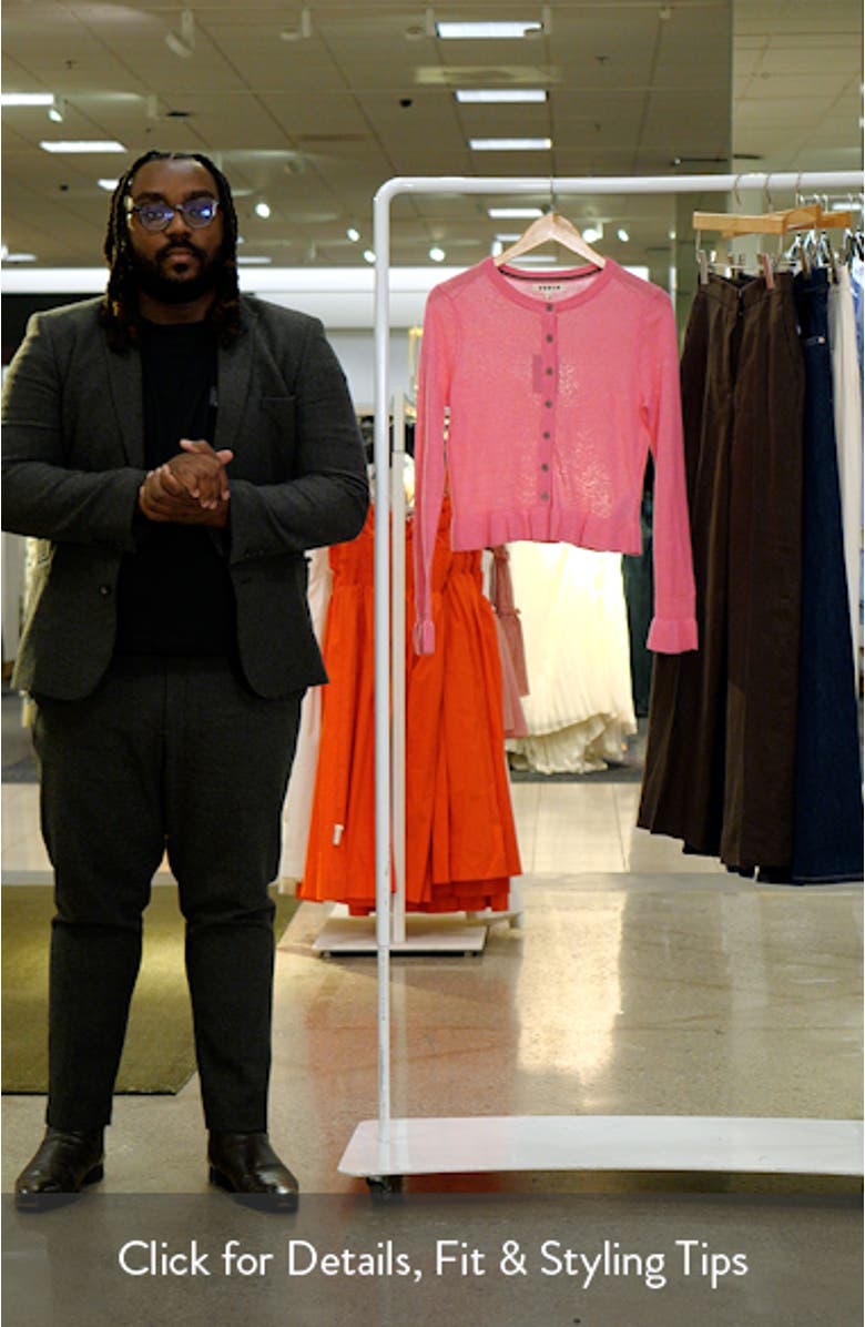 Josie Ruffle Edge Linen Cardigan, sales video thumbnail