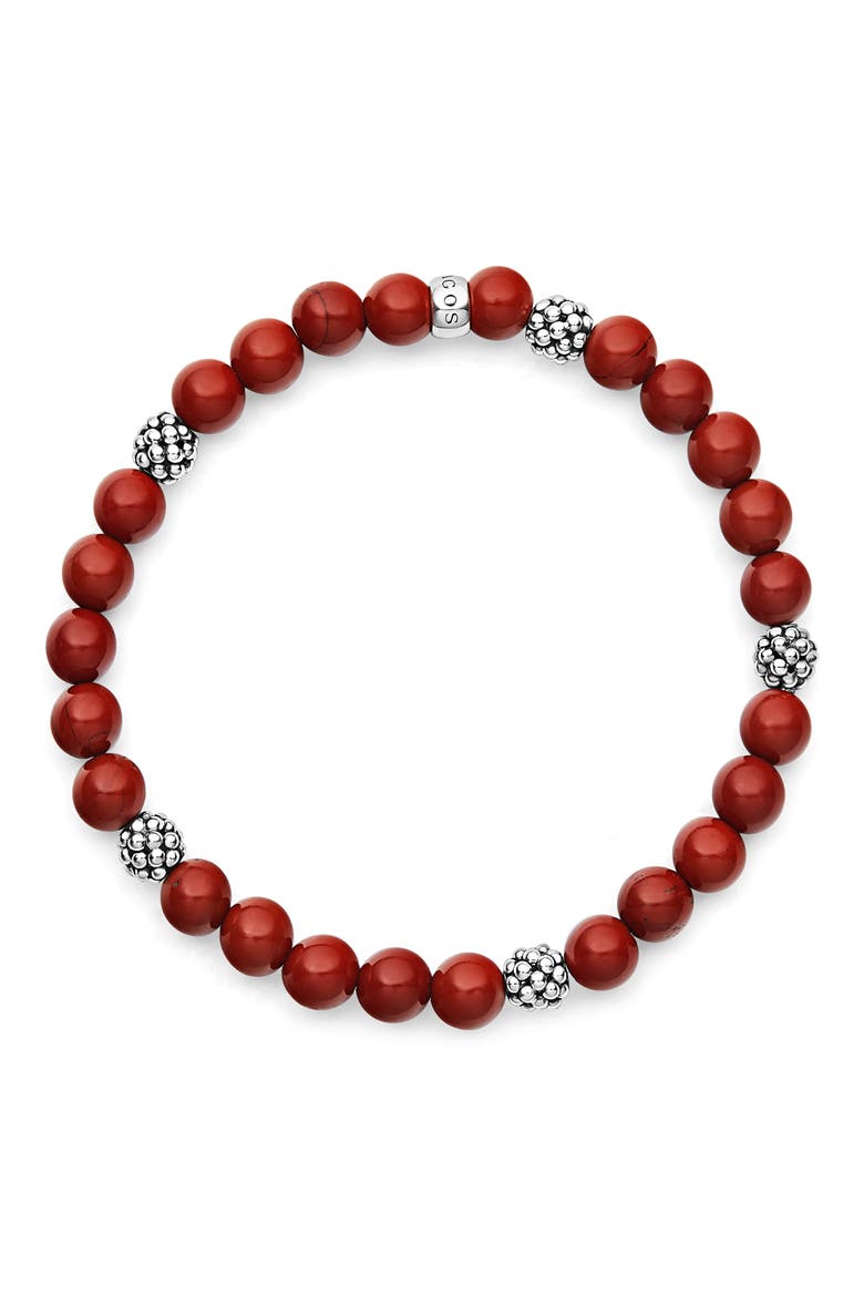 Signature Caviar Stone Beaded Stretch Bracelet (Nordstrom Exclusive), Alternate, color, JASPER