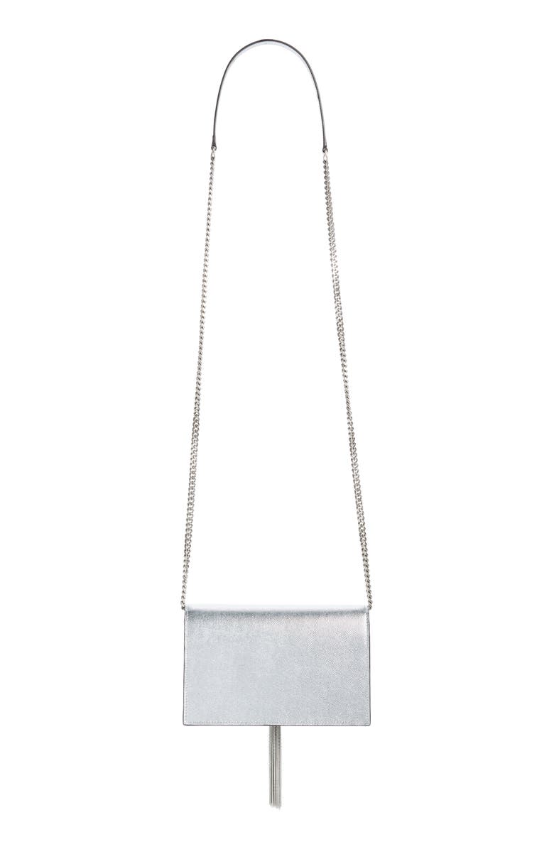Saint Laurent Kate Metallic Leather Wallet on a Chain, Alternate, color, 