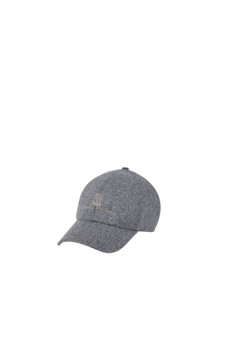 Virgin wool flannel baseball cap with embroidered logo, Alternate, color, Medium Grey