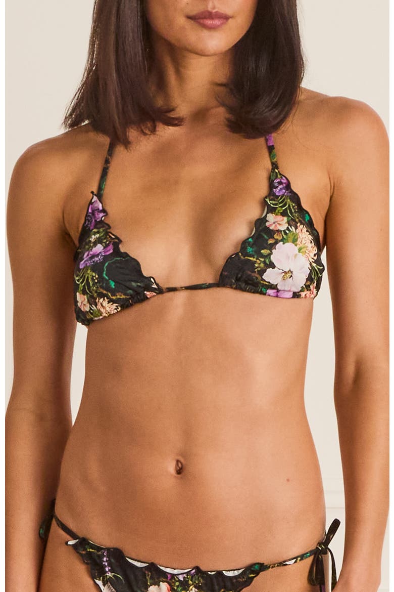 Lettuce Edge Sadie Triangle Bikini Top, Main, color, Black