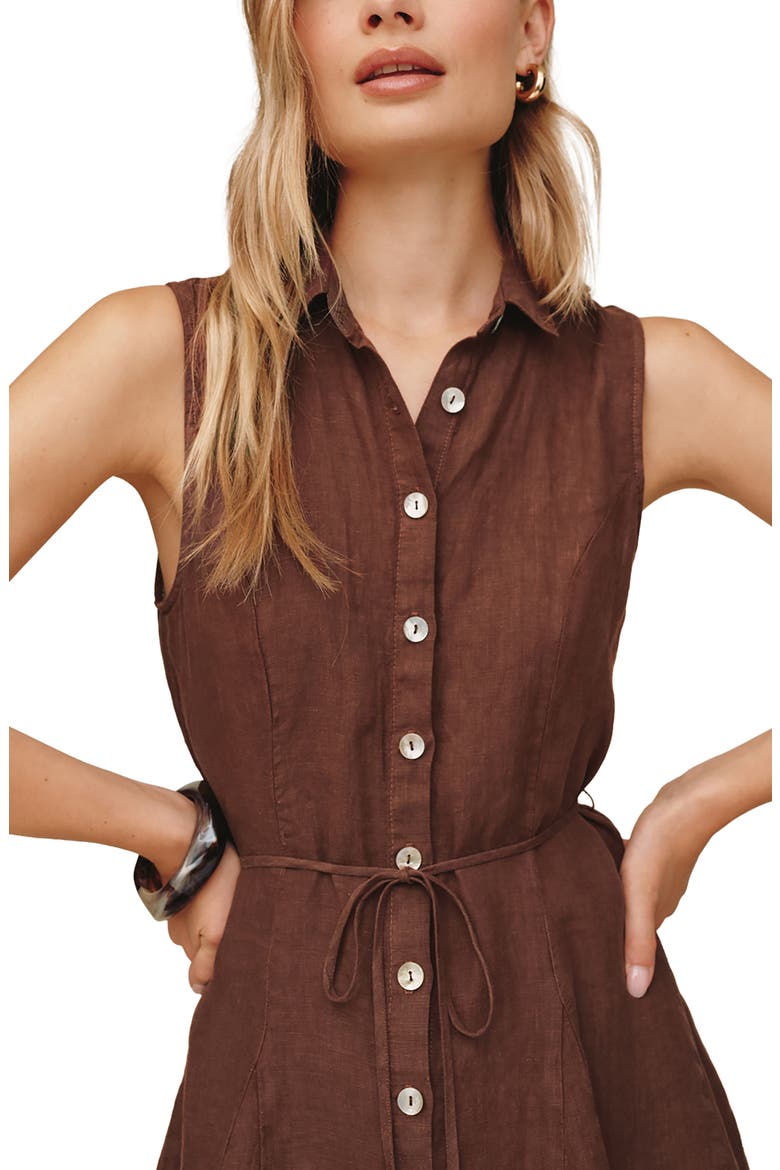 Sleeveless Tie Waist Linen Minidress, Alternate, color, SEA GLASS BROWN