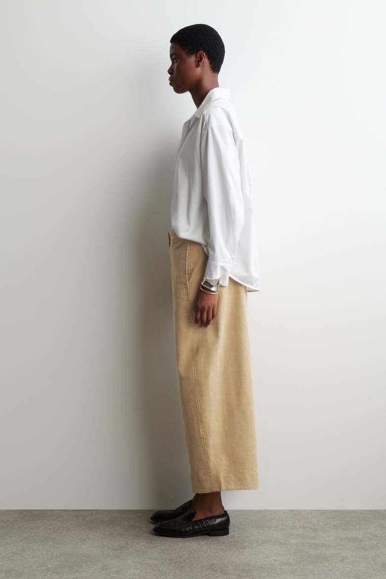 Corduroy Barrel-Leg Pants, Alternate, color, BEIGE