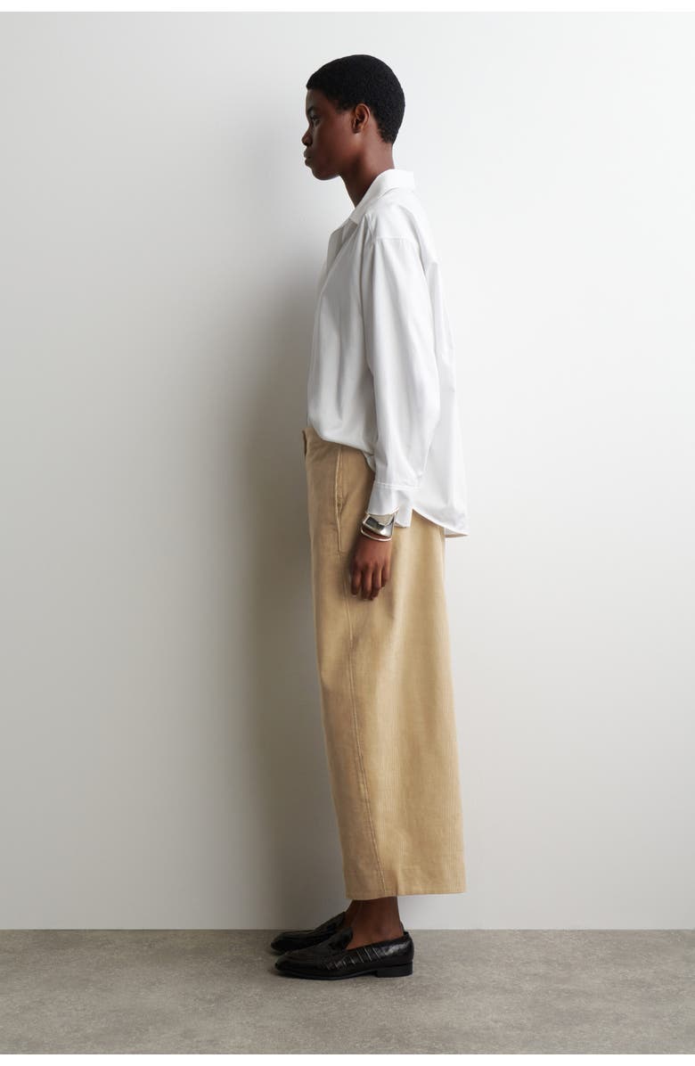 COS Corduroy Barrel-Leg Pants, Alternate, color, Beige