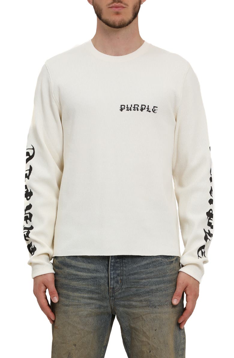 PURPLE BRAND Long Sleeve Thermal Graphic T-Shirt, Main, color, White