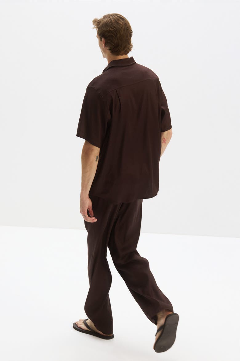 Easy Care Regular Fit Linen-blend Shirt, Alternate, color, Dark brown