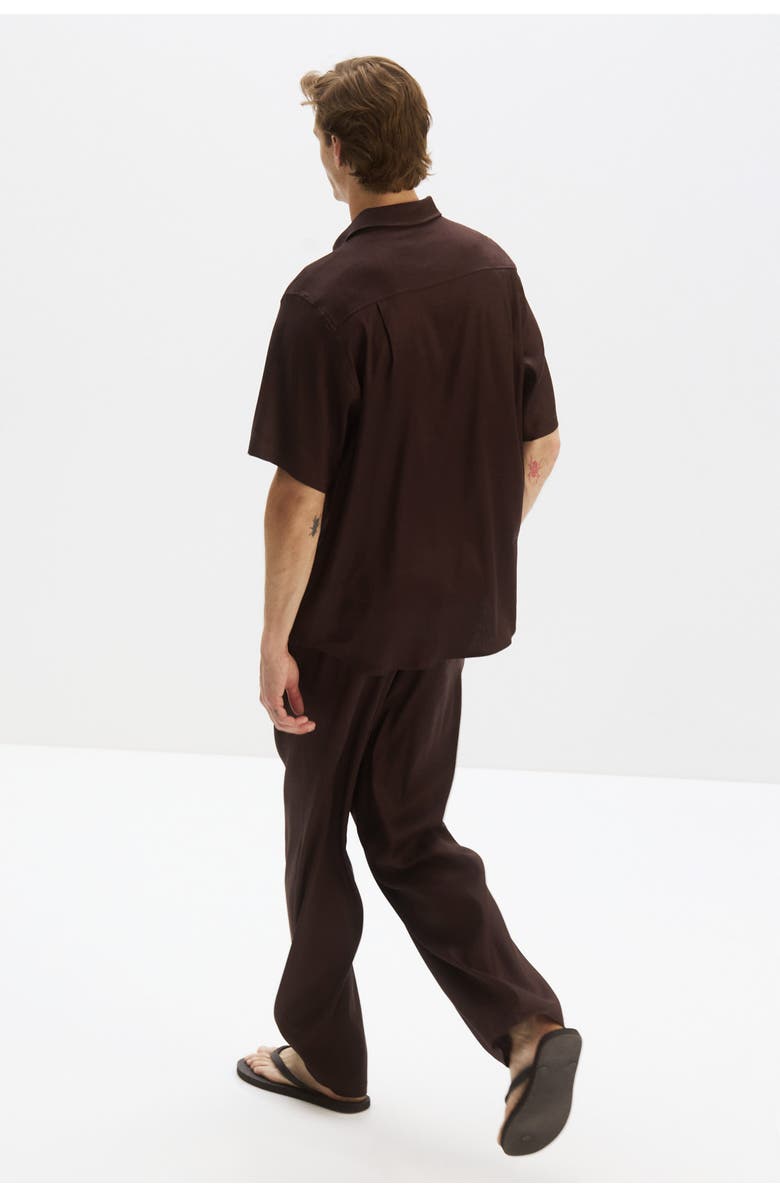 H&M Easy Care Regular Fit Linen-blend Shirt, Alternate, color, Dark Brown