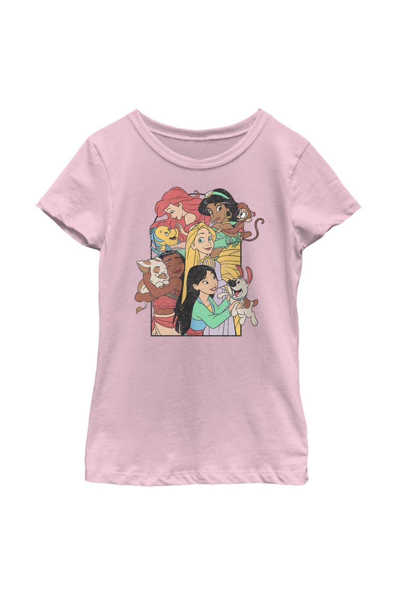 Girl's Disney Princess Pets Distressed  Graphic T-Shirt, Main, color, Light Pink