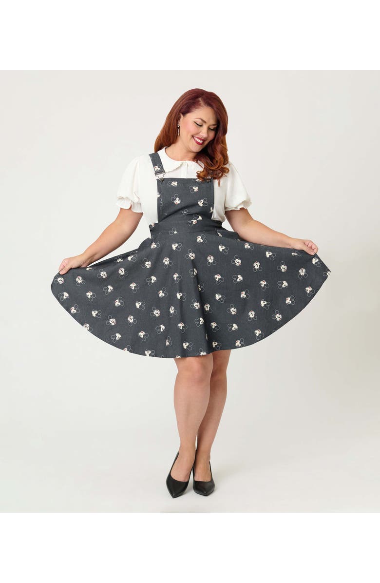 Unique Vintage Plus Size Brionne Pinafore Skirt, Alternate, color, Black Mouse Print