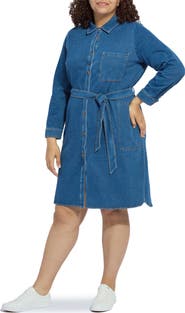 Lysse Schiffer Belted Long Sleeve Denim Shirtdress