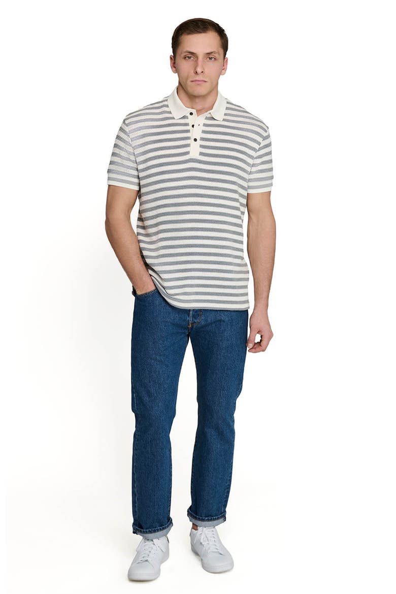 Slim Fit Short Sleeve Stripe Polo, Alternate, color, GREY