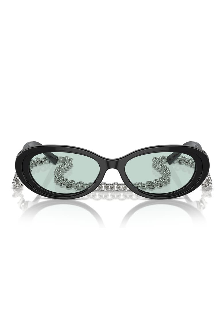 54mm Oval Sunglasses with Chain, Main, color, BLACK