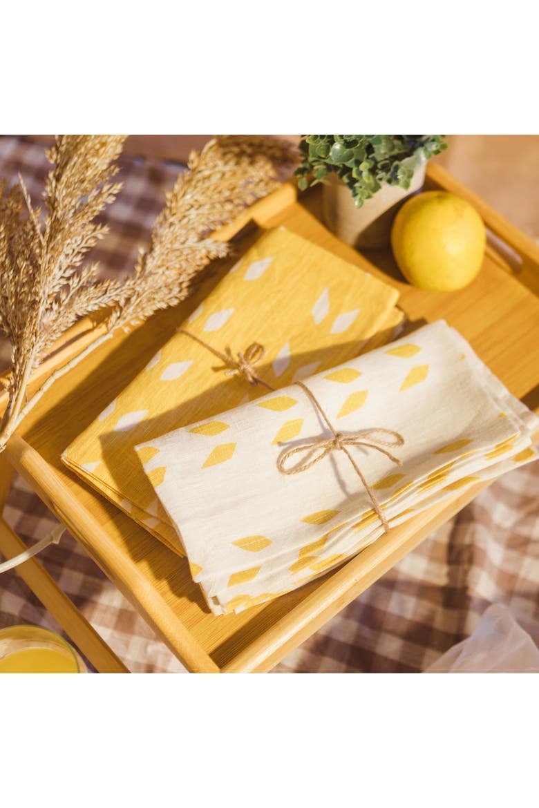 Terra - Pure Linen Table Napkins Set of 2, Alternate, color, White Mustard
