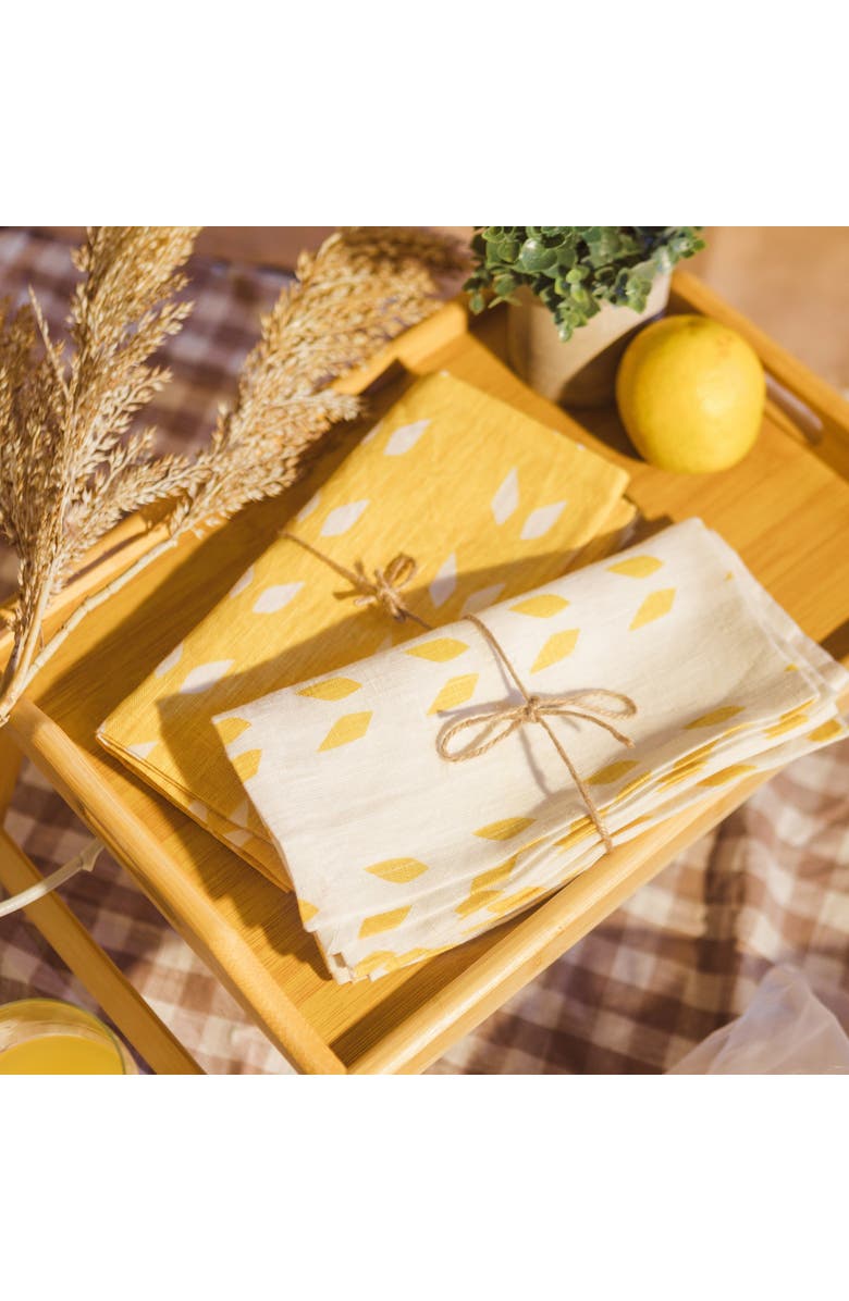 Banyan & Birch Terra - Pure Linen Table Napkins Set of 2, Alternate, color, White Mustard