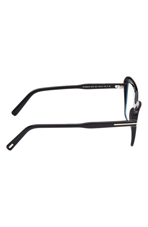 Tom Ford 55mm Cat Eye Blue Light Blocking Optical Glasses In Black